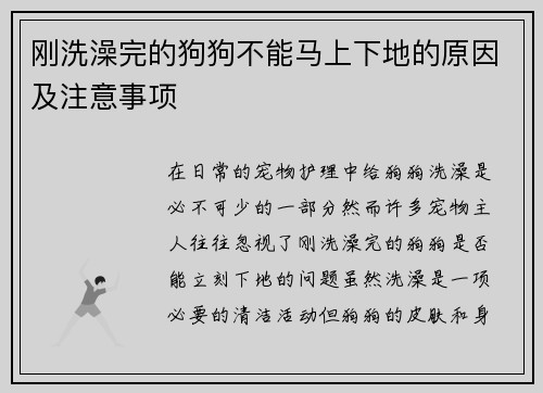 刚洗澡完的狗狗不能马上下地的原因及注意事项